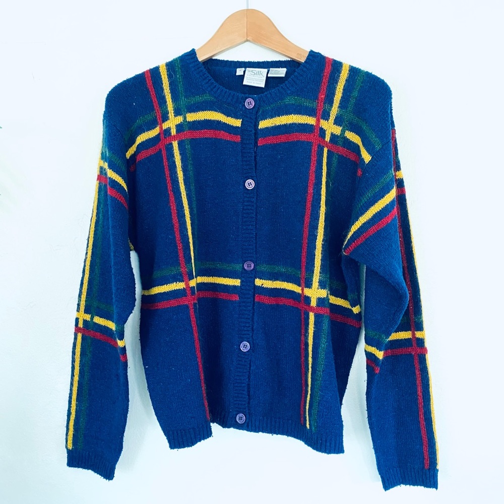 Vintage The Silk Collection Striped Knit Cardigan